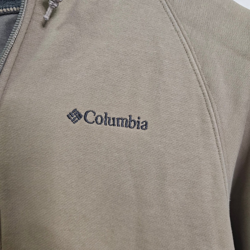 Columbia Mens Sherpa Lined Hood Full Zip Sweatshirt Tan Brown Small Work Wear - Picture 3 of 10